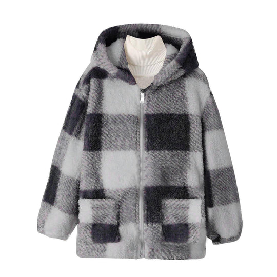 Damen Fleecejacke mit kariertem Muster und praktischen Taschen R&B