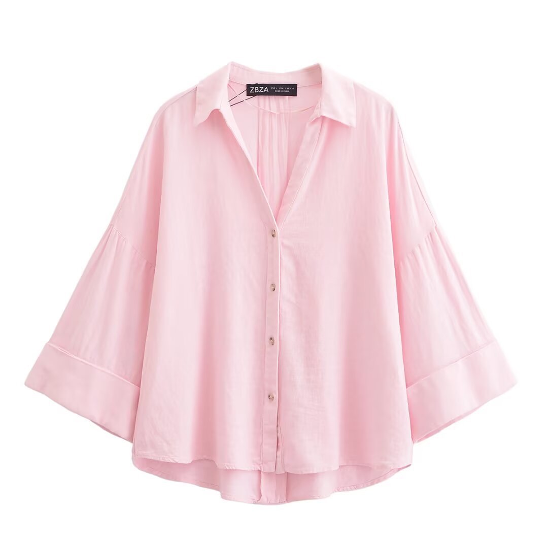 Damen Hemdblusenshirt mit lässigem Schnitt und eleganten 3/4-Ärmeln R&B