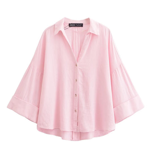 Damen Hemdblusenshirt mit lässigem Schnitt und eleganten 3/4-Ärmeln R&B