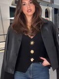 Damen Elegantes Blazer-Oberteil mit dekorativen Knopfdetails R&B