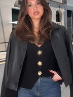 Damen Elegantes Blazer-Oberteil mit dekorativen Knopfdetails R&B