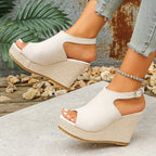 Damen Wedge-Pantoletten mit offenem Zehenbereich und modischem Riemendesign R&B