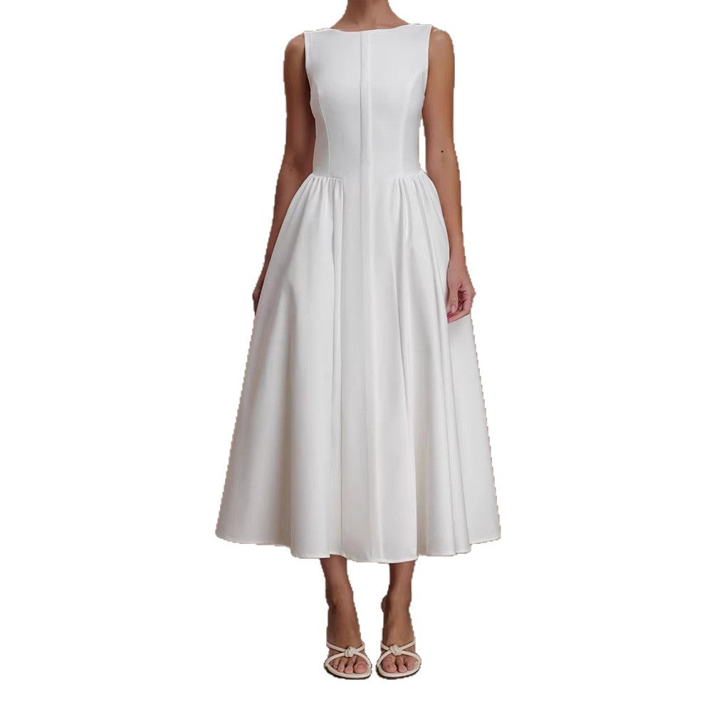 Damen Elegantes Midikleid mit femininen A-Linien-Rock R&B