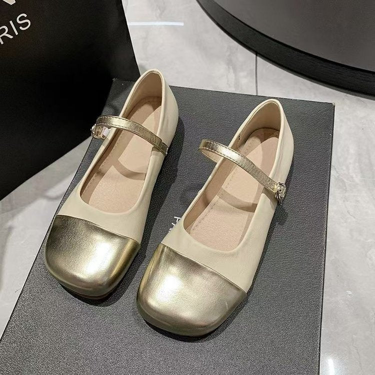 Damen Ballerinas mit elegantem Riemen und glänzender Zehenkappe R&B