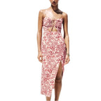 Damen Maxikleid mit raffiniertem Cut-Out-Design und verstellbaren Spaghettiträgern R&B