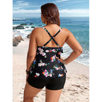 Damen Tankini mit voluminösem Rüschendesign und Shorts R&B