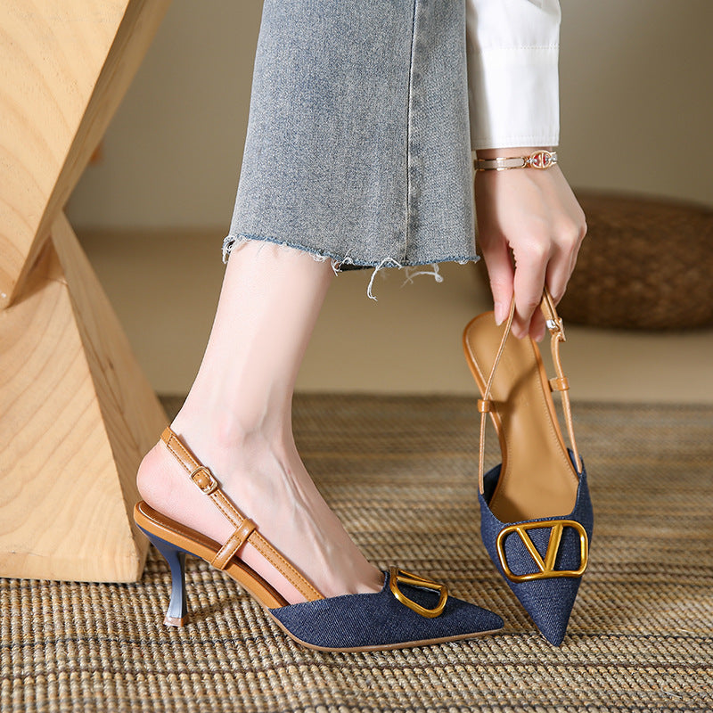 Damen Elegante Slingback-Pumps mit modischem Schnallen-Detail R&B