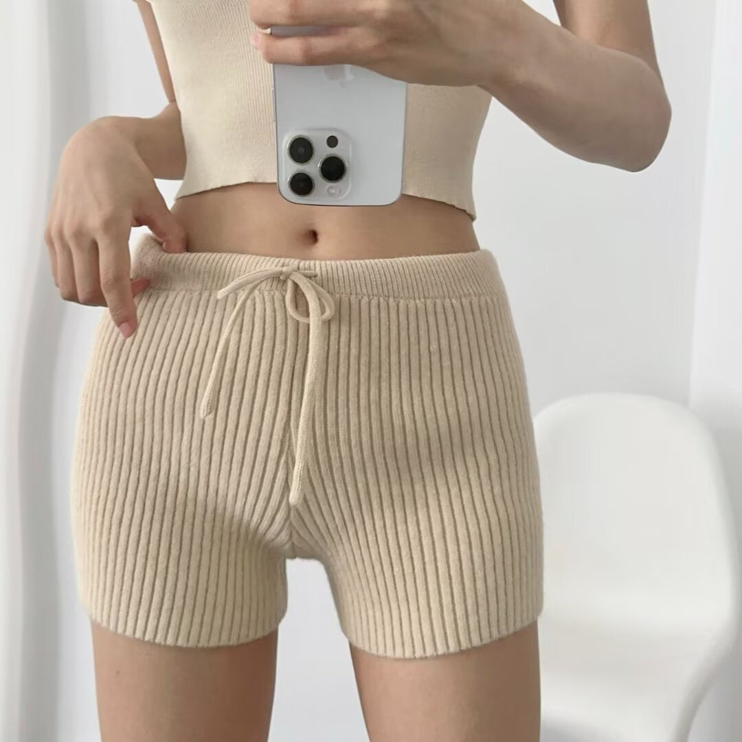 Damen Rippenstrick Shorts R&B