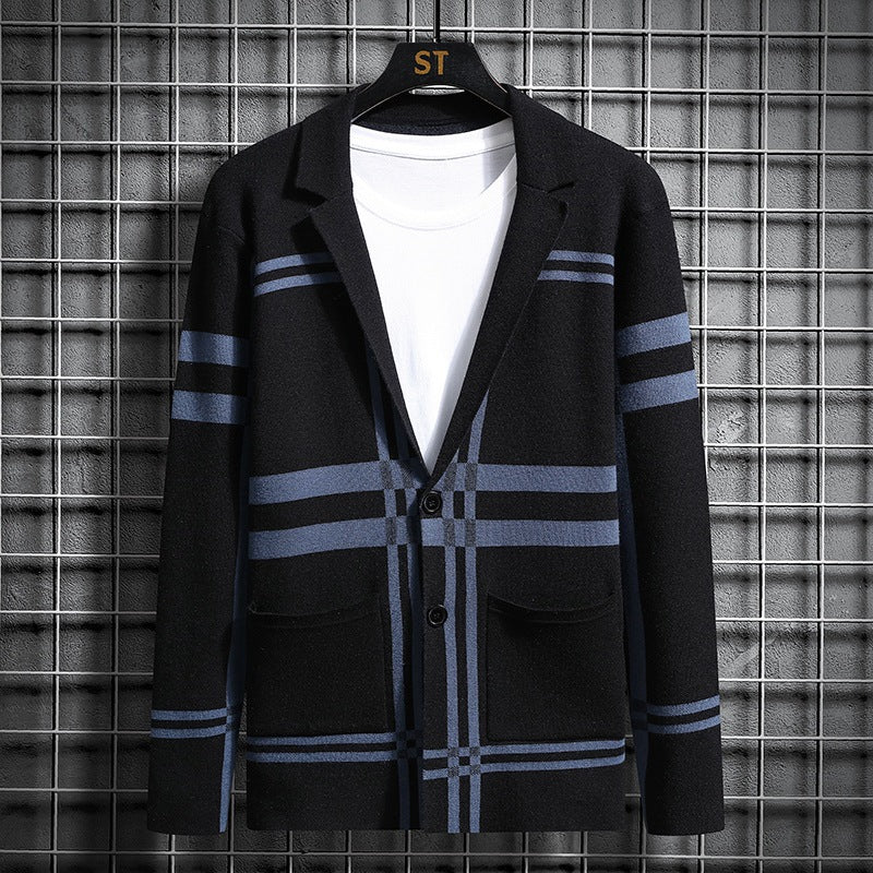 Herren modische Strickjacke mit einzigartigem Karomuster R&B