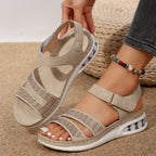 Damen Komfort-Sandalen mit modischem Riemendesign und funkelnden Strassakzenten R&B