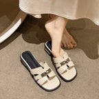 Damen elegante Mules mit modischem Kettenverschluss EB