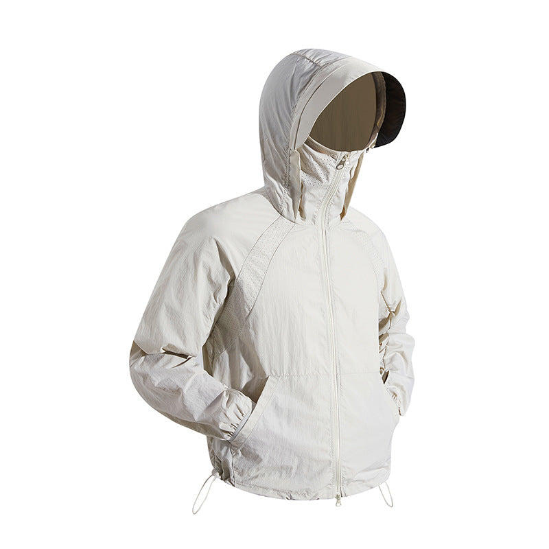 Unisex nan leichte wind- und wasserabweisende Kapuzenjacke mit verstellbarem Saum und Packsack R&B