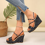 Damen Wedge-Sandalen mit modischem Punktedesign R&B