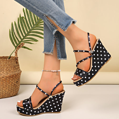 Damen Wedge-Sandalen mit modischem Punktedesign R&B