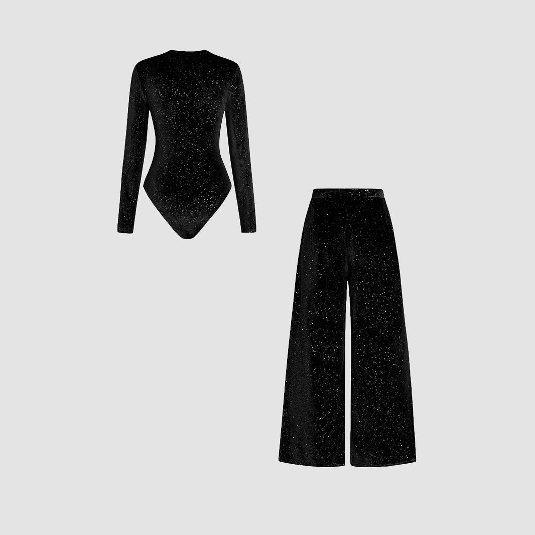 Damen elegantes Gesamt-Set mit glitzernder Oberfläche R&B