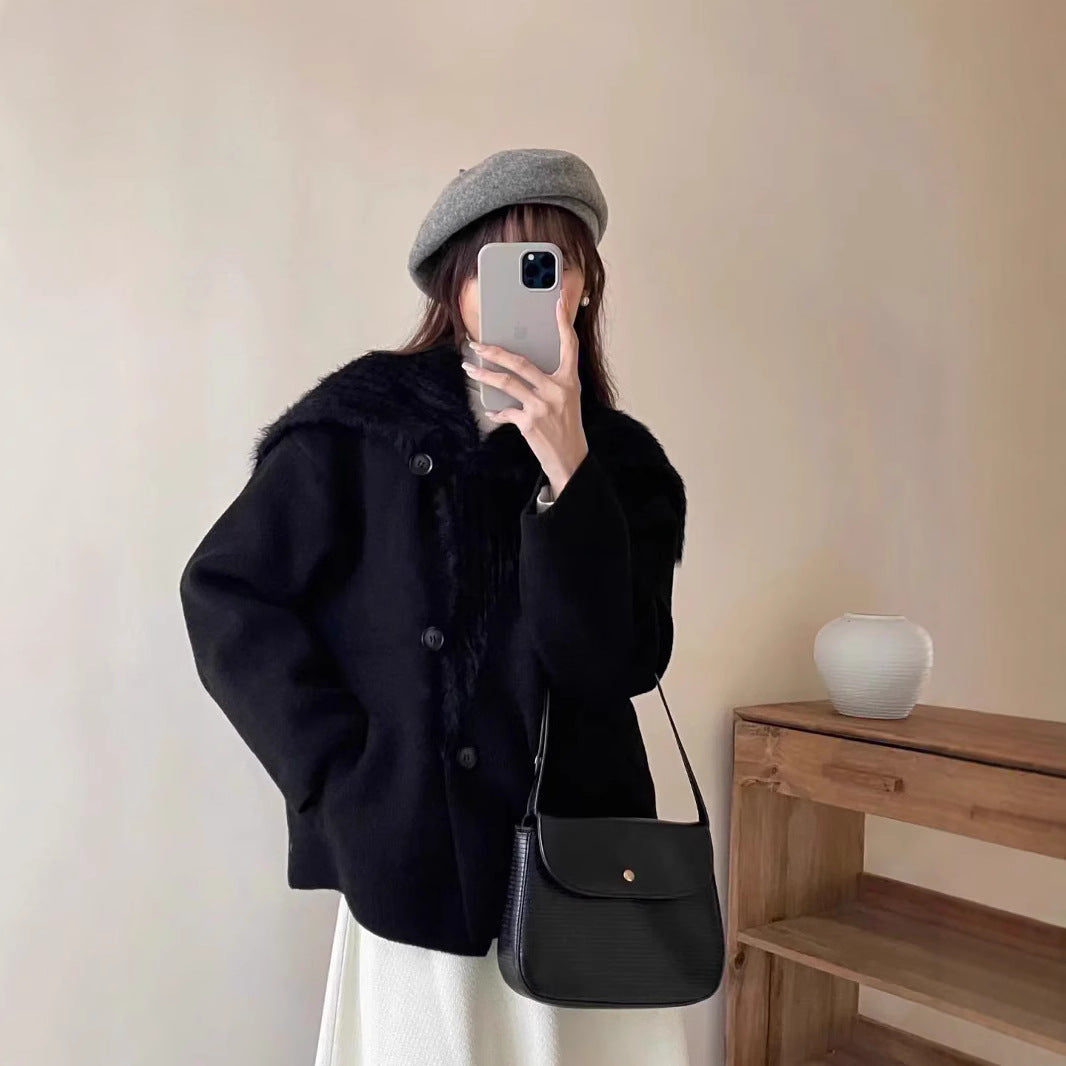 Damen Kuschelige Fleecejacke mit breitem Kragen R&B