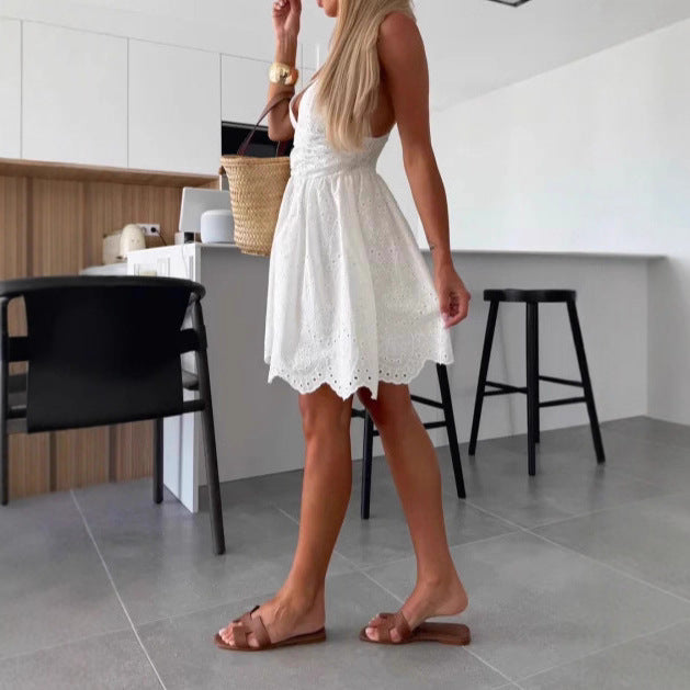 Damen Sommerkleid mit Lochstickerei R&B