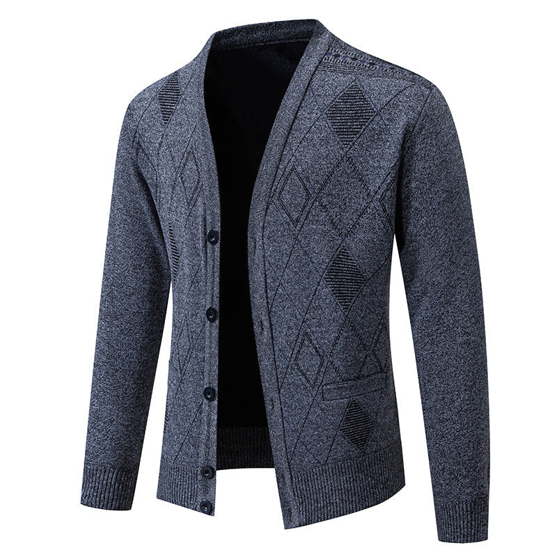 Herren Strickjacke mit eleganter Rautenstruktur R&B