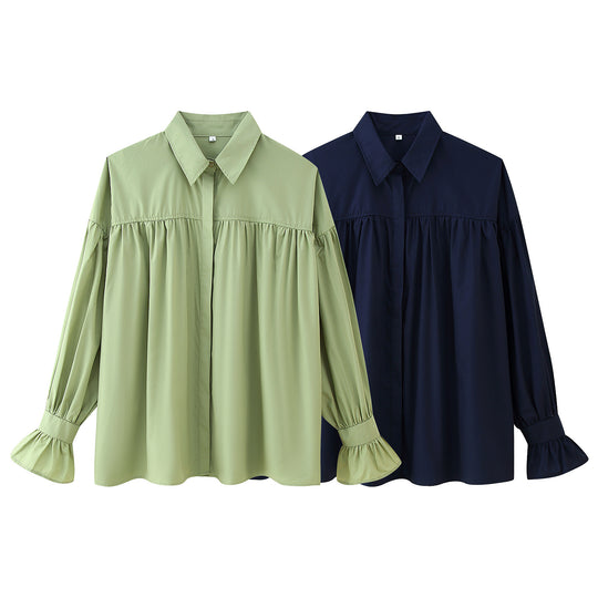 Damen elegante Bluse mit Rüschendetails R&B