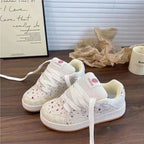 Damen Sportliche Sneakers mit buntem Muster und atmungsaktiver Oberflächenstruktur