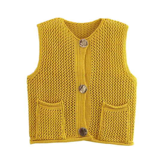 Damen Strickweste mit Knopfdetails und praktischen Taschen R&B