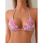 Damen Triangel-Bikini mit verstellbaren Trägern und floralen Akzenten R&B