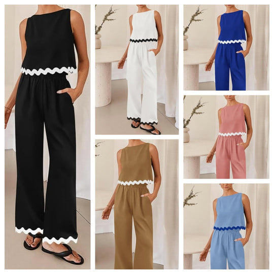 Damen elegantes Lounge-Set mit weitem Schnitt und dekorativen Wellenabschlüssen R&B