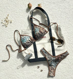 Damen Triangel-Bikini mit exotischem Print und verstellbaren Trägern R&B