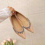 Damen elegante Ballerinas mit funkelnden Strass-Details R&B