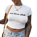 Damen T-Shirt mit frechem Schriftzug und figurbetontem Schnitt R&B