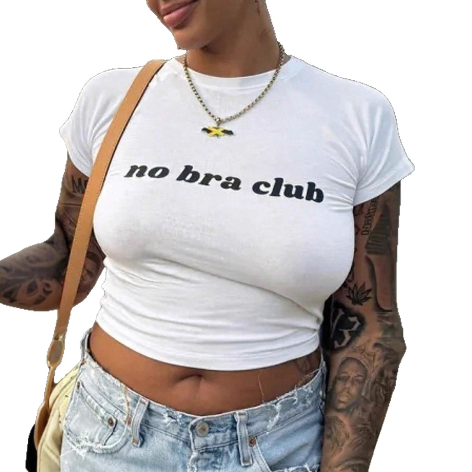 Damen T-Shirt mit frechem Schriftzug und figurbetontem Schnitt R&B