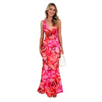 Damen Maxikleid mit V-Ausschnitt und floralem Muster R&B
