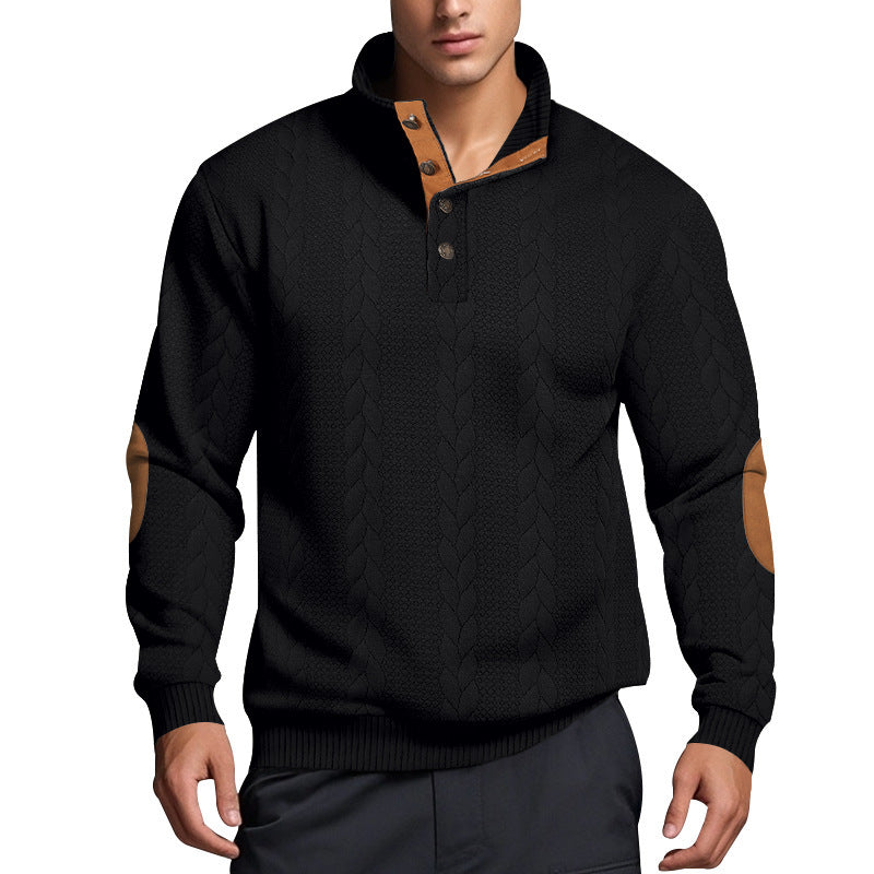 Herren Strickpullover mit hohem Kragen und strukturiertem Muster R&B