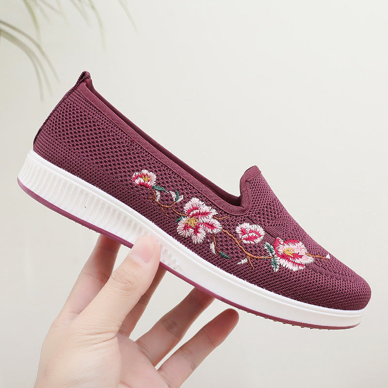 Damen Slip-On Sneaker mit floralem Stickmuster