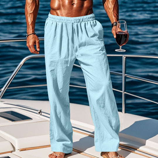 Herren Sommerliche Freizeithose mit weichem, atmungsaktivem Baumwollmaterial und elastischem Bund R&B