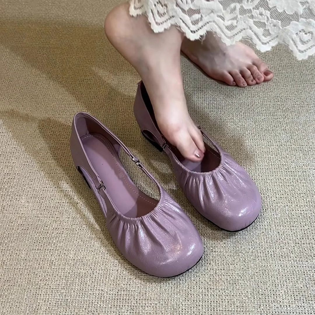 Damen Ballerinas mit elastischem Falten-Design und anpassbarem Riemen R&B