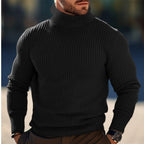Herren nan gerippter Rollkragenpullover schmal geschnitten aus Feinstrick mit Stretch und thermoregulierender Wollmischung R&B