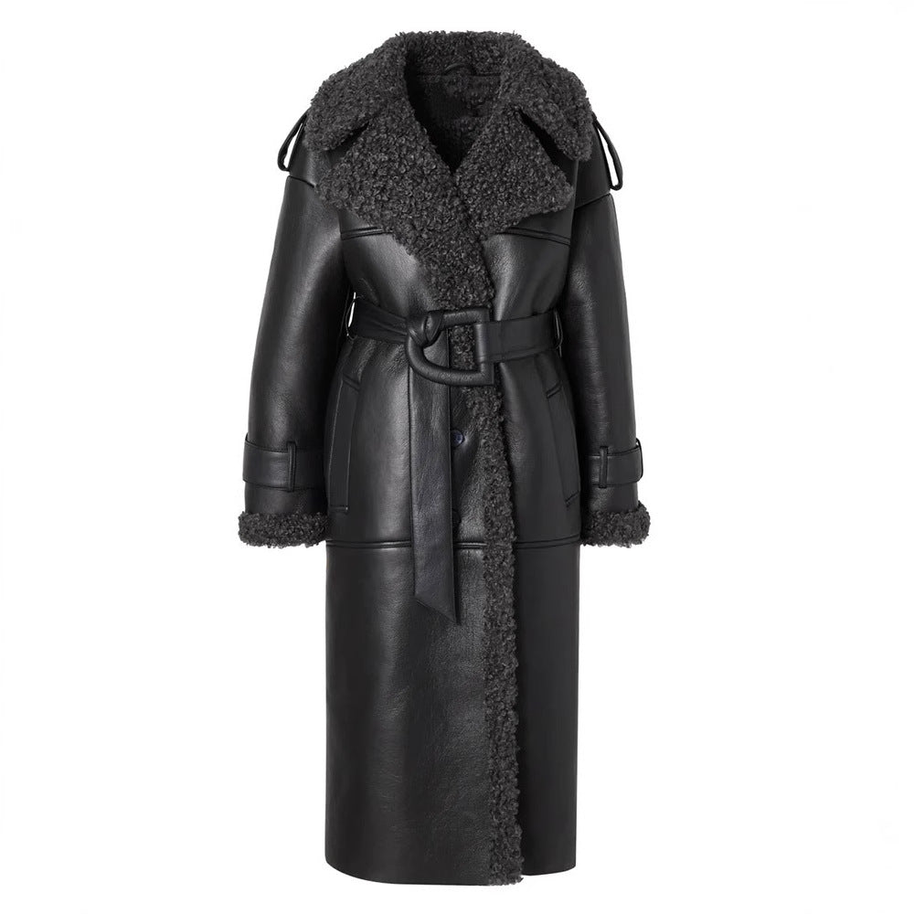 Damen Oversized Kunstledermantel mit strukturiertem Innenfutter R&B