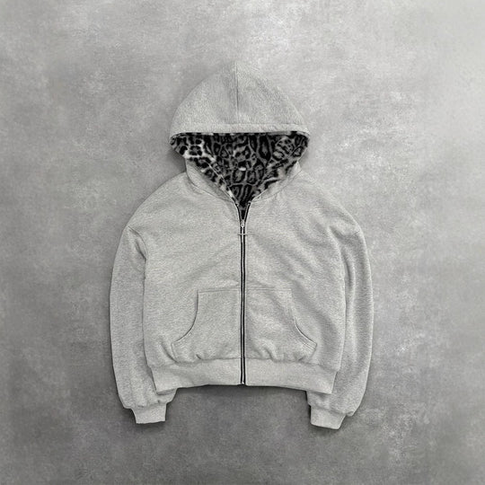 Damen nan kurze Kapuzenjacke mit Kunstfellfutter, Reißverschluss und Kängurutasche R&B