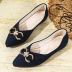 Damen Elegante Ballerinas mit dekorativem Metallring R&B