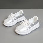 Damen modische Plattform Sneakers mit trendigem Metallic-Design R&B