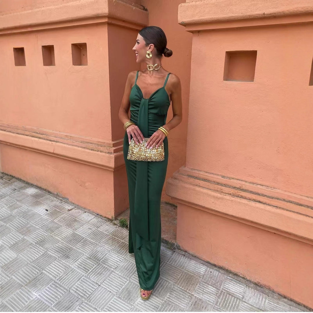 Damen figurbetontes langes Kleid mit elegantem Wickeldesign R&B
