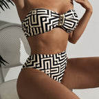 Damen Bandeau-Bikini mit geometrischem Design