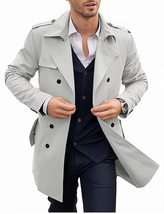 Herren leichter Trenchcoat mit modernem Design und stylischem Stehkragen R&B