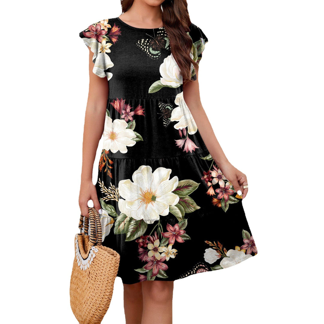 Damen Blumen-Midikleid mit Rüschendetails und femininer Silhouette R&B