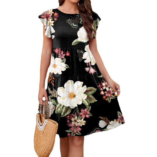 Damen Blumen-Midikleid mit Rüschendetails und femininer Silhouette R&B