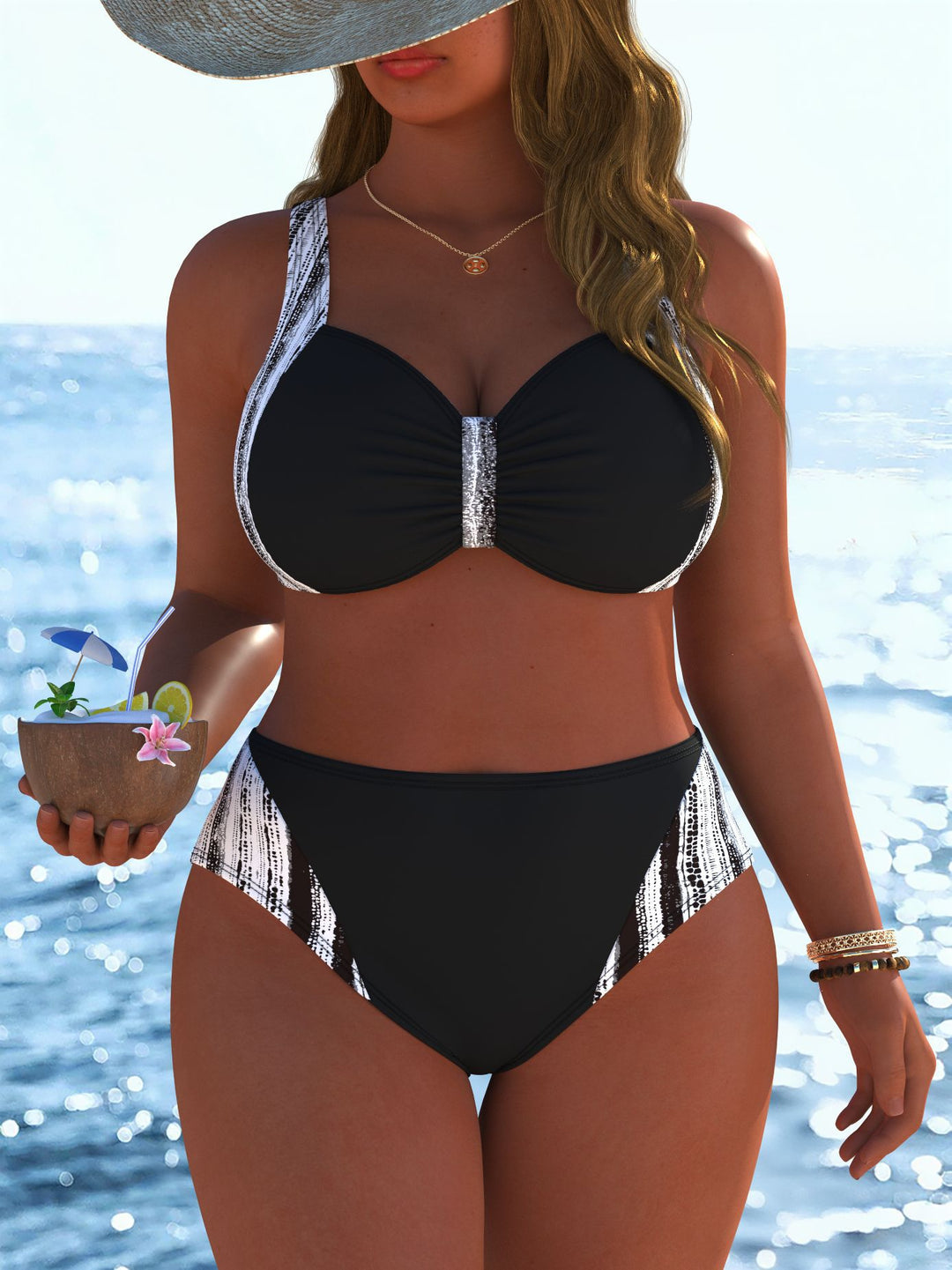 Damen Bikinis mit festem Halt und modischen Mustern R&B
