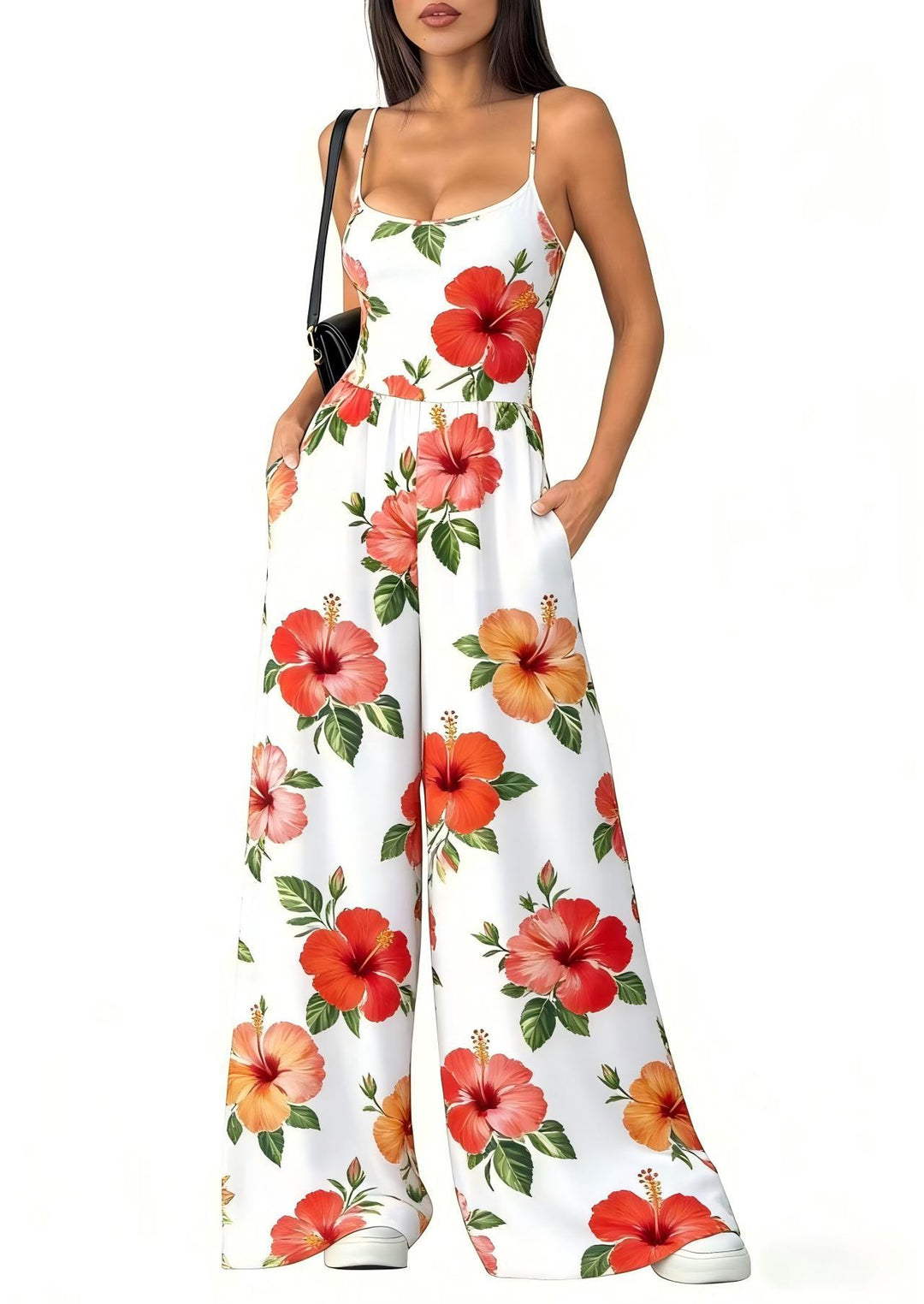 Damen Eleganter Jumpsuit mit geometrischem Print und breiten Beinen R&B