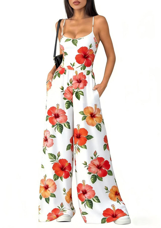 Damen Eleganter Jumpsuit mit geometrischem Print und breiten Beinen R&B