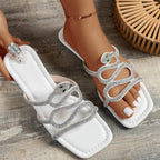Damen glamouröse Riemchen-Sandalen mit funkelnden Strassapplikationen R&B